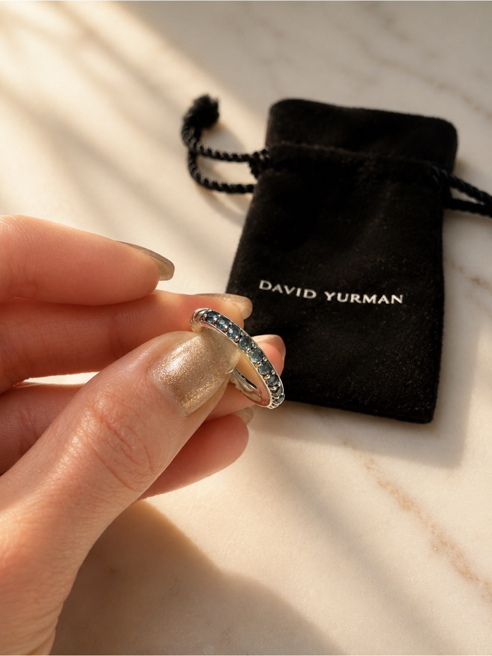 Authentic David Yurman Twisted Cable Ring with London Blue Topaz!